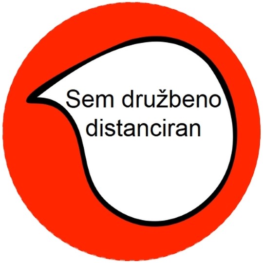 Etiketa s piktogramom: sem druzbeno distanciran