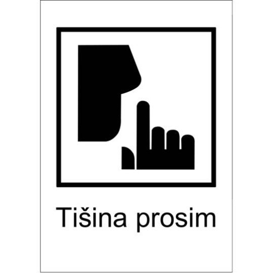 Etiketa s piktogramom: tisina, prosim