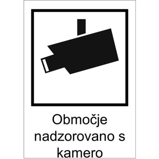 Etiketa s piktogramom: obmocje je nadzorovano s kamero