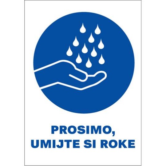 Etiketa s piktogramom: prosimo, umijte si roke
