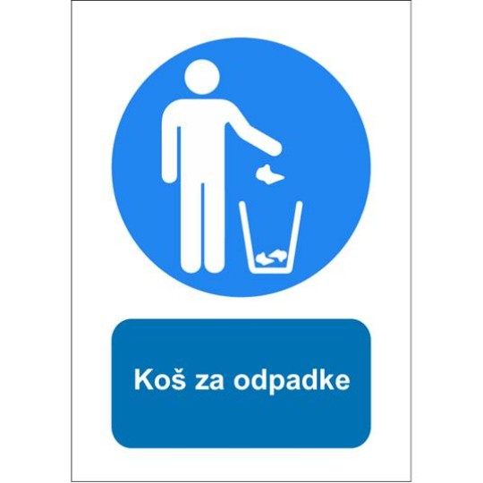 Etiketa s piktogramom: kos za odpadke