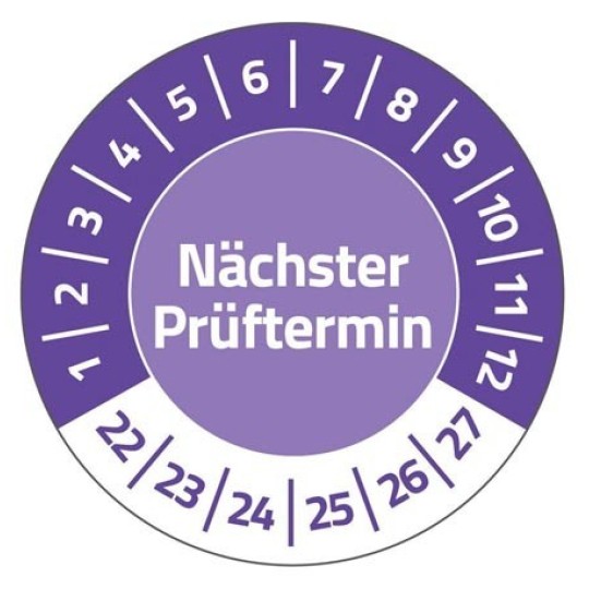 Kontrolne etikete NachsterPruftermin vijolicne