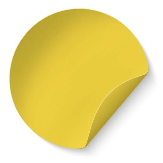 Okrogla etiketa, ki omogoča izbiro materiala: papir mat rumena