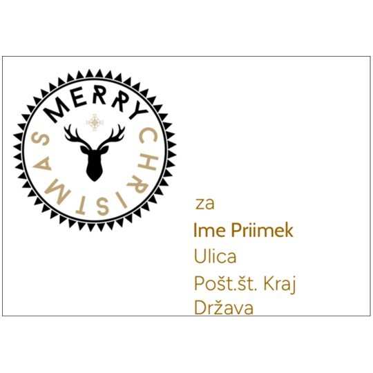 Božični motiv - v krogu napisano voščilo in v sredini kroga jelenova glava