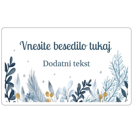 Etiketa z božičnim motivom - večje število vejic razprejenih po etiketi