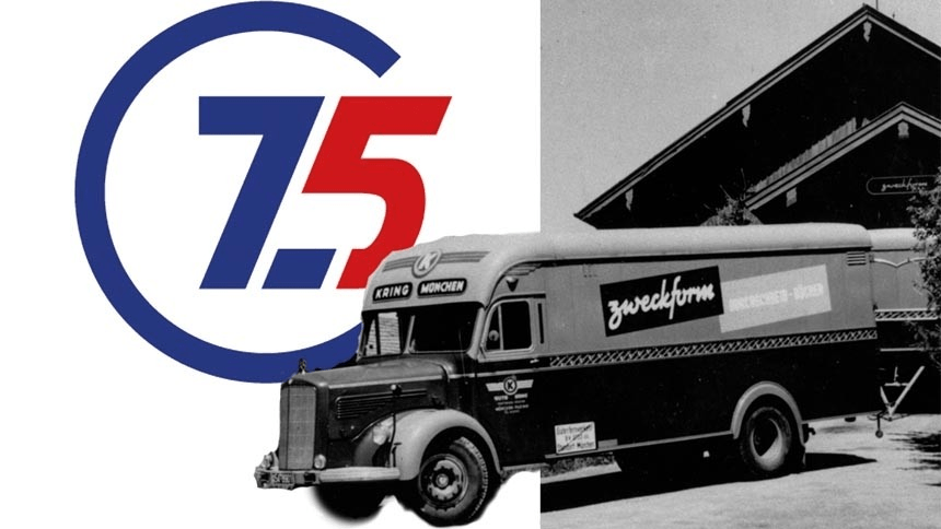 75 letnica podjetja Zweckform in kamion z logom Zweckform