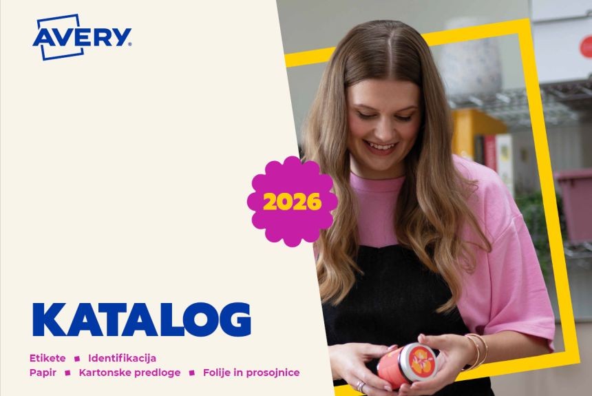 Naslovna stran kataloga z Avery Zweckform proizvodi za leto 2026 