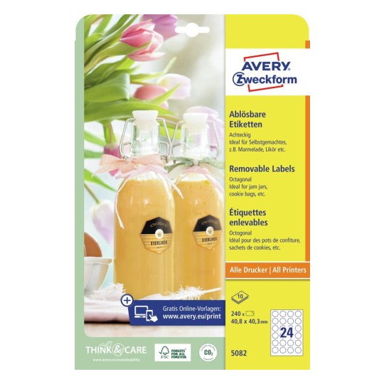 Odstranljive Osem Kotne Etikete 5082 Avery Zweckform