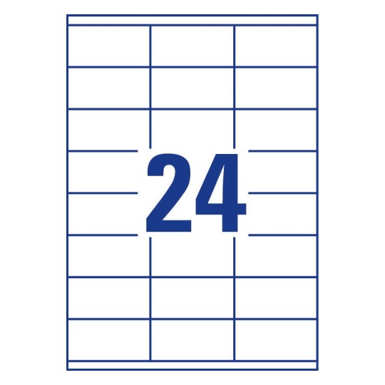 Prikaz razreza etiket: 24 etiket na listu A4