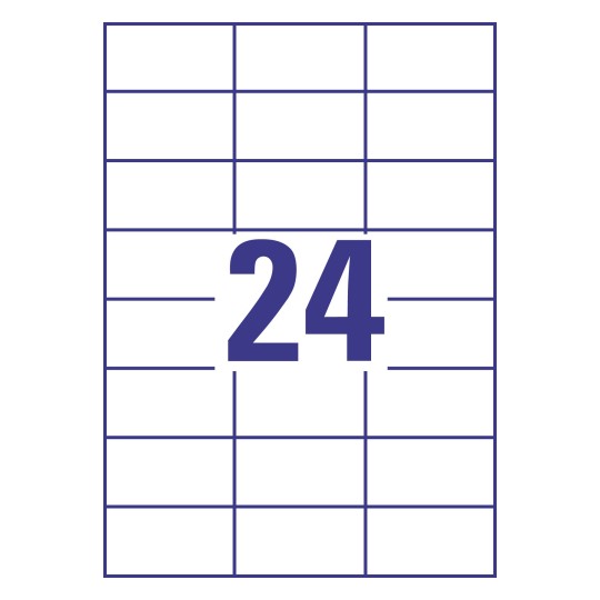 Prikaz razreza etiket: 24 etiket na listu A4
