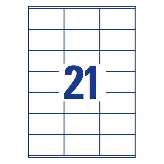 Prikaz razreza etiket: 21 etiket na listu A4