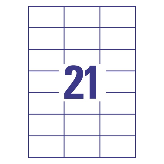 Prikaz razreza etiket: 21 etiket na listu A4