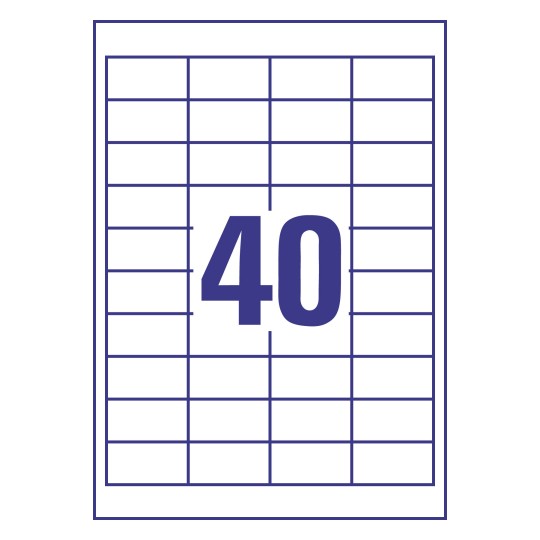 Prikaz razreza etiket: 40 etiket na listu A4