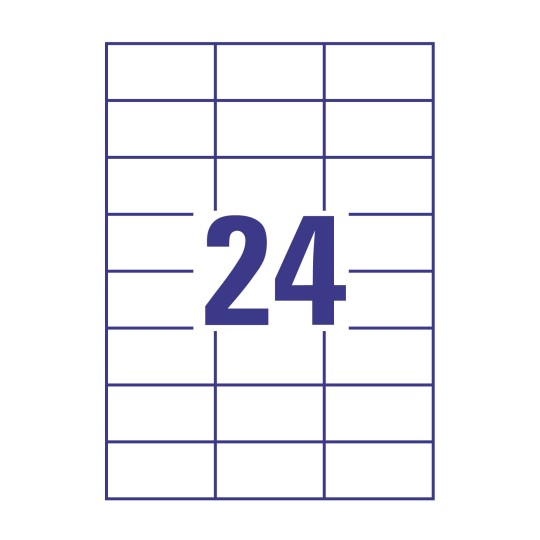 Prikaz razreza etiket: 24 etiket na listu A4