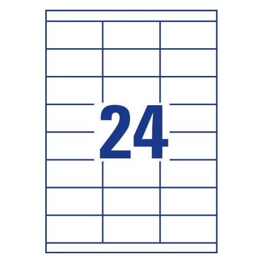 Prikaz razreza etiket: 24 etiket na listu A4