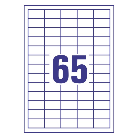 Prikaz razreza etiket: 65 etiket na listu A4