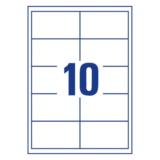 Prikaz razreza etiket: 10 etiket na listu A4