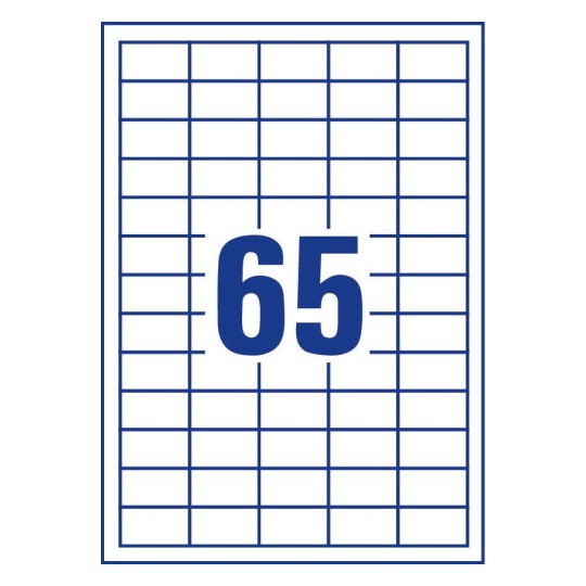 Prikaz razreza etiket: 65 etiket na listu A4