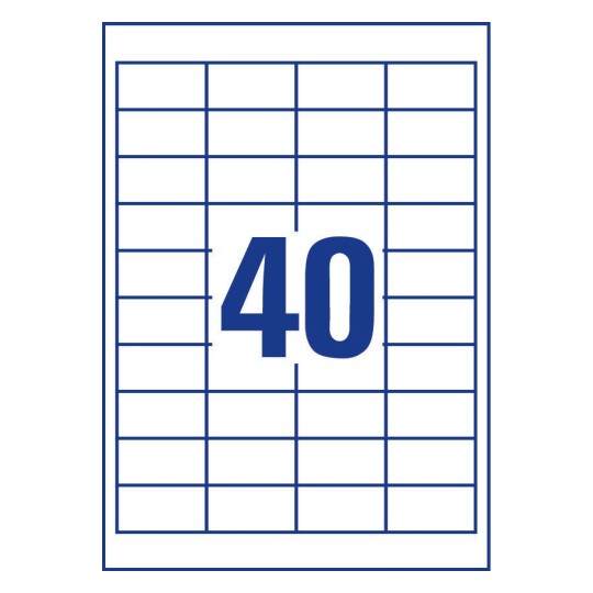 Prikaz razreza etiket: 40 etiket na listu A4