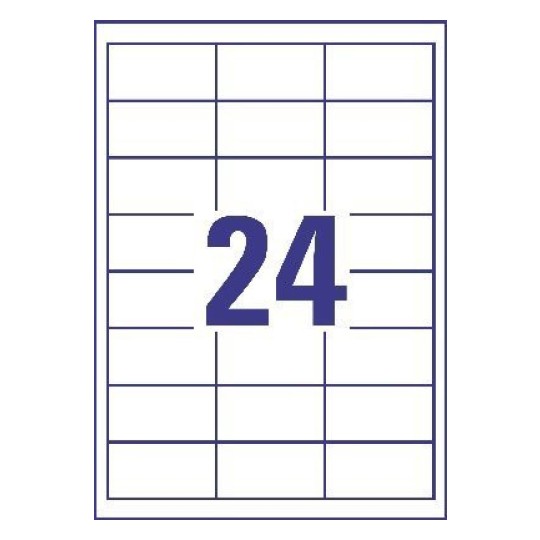 Prikaz razreza etiket: 24 etiket na listu A4