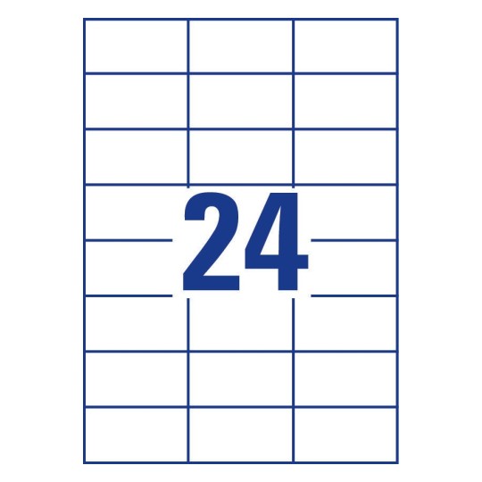 Prikaz razreza etiket: 24 etiket na listu A4