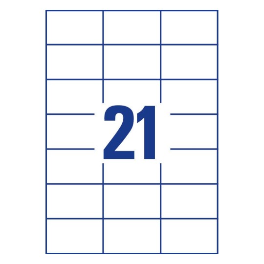 Prikaz razreza etiket: 21 etiket na listu A4