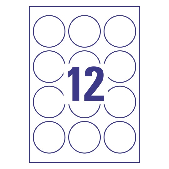 Prikaz razreza etiket: 12 etiket na listu A4