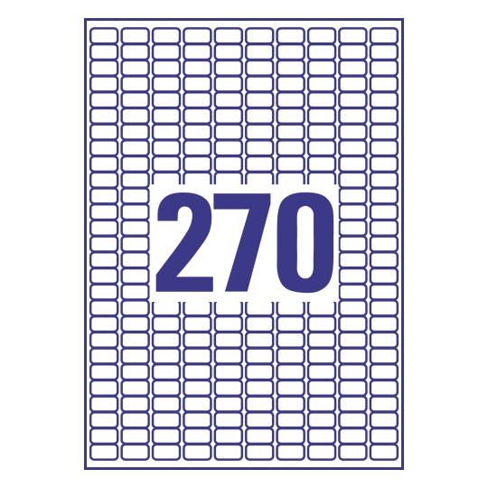 Prikaz razreza etiket: 270 etiket na listu A4
