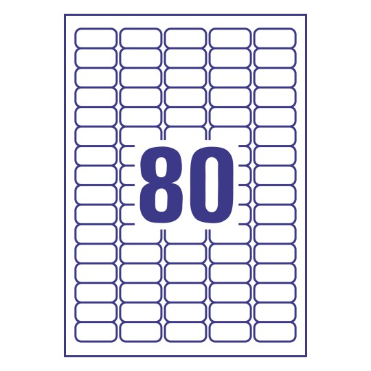 Prikaz razreza etiket: 80 etiket na listu A4