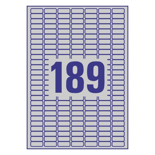 Prikaz razreza etiket: 189 etiket na listu A4