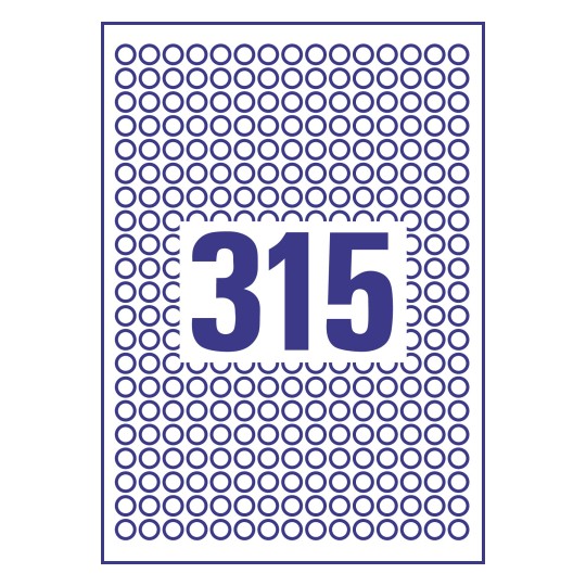 Prikaz razreza etiket: 315 etiket na listu A4