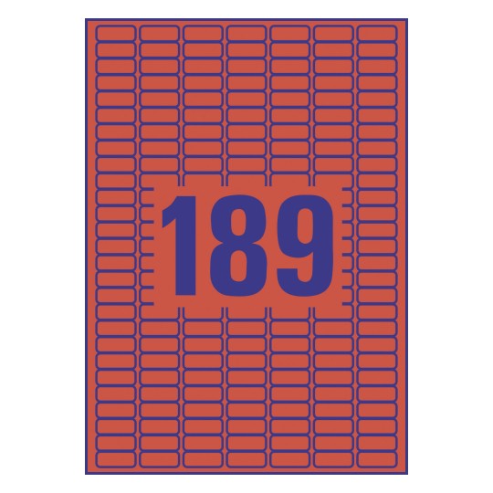 Prikaz razreza etiket: 189 etiket na listu A4