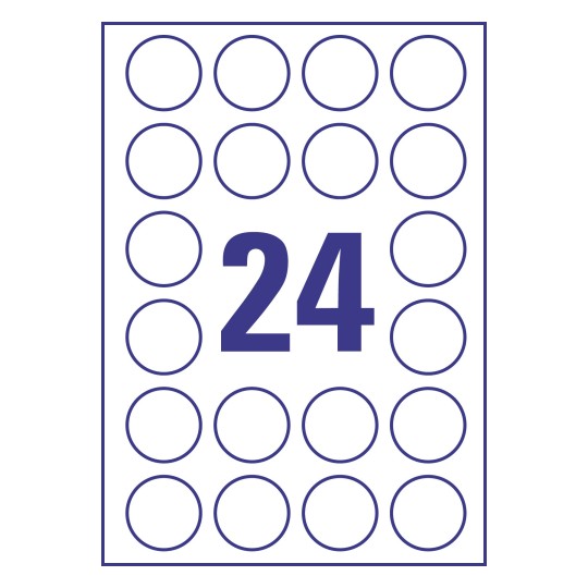 Prikaz razreza etiket: 24 etiket na listu A4