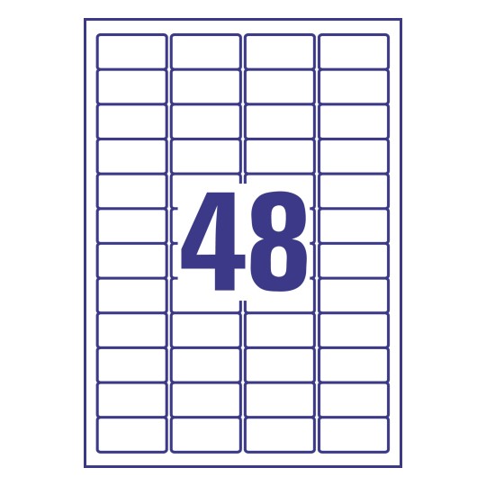 Prikaz razreza etiket: 48 etiket na listu A4