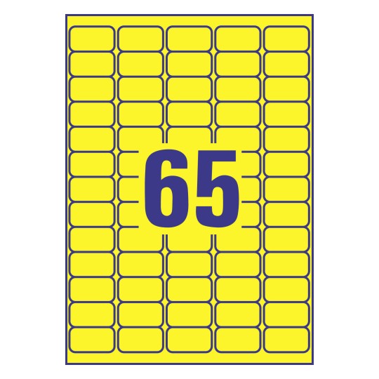 Prikaz razreza etiket: 65 etiket na listu A4