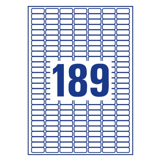 Prikaz razreza etiket: 189 etiket na listu A4