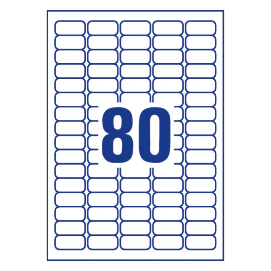 Prikaz razreza etiket: 80 etiket na listu A4