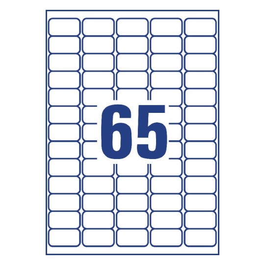 Prikaz razreza etiket: 65 etiket na listu A4