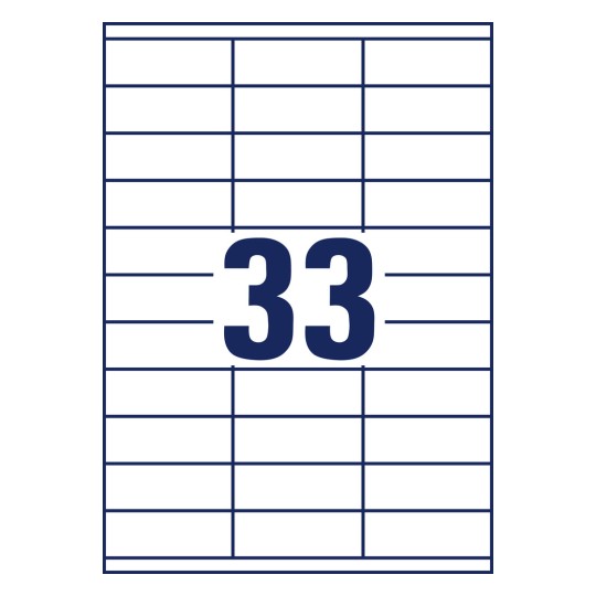 Štancna risba posameznega lista A4, artikel: 3421, univerzalne etikete, format: 70 x 25,4 mm, 33 etiket/list?