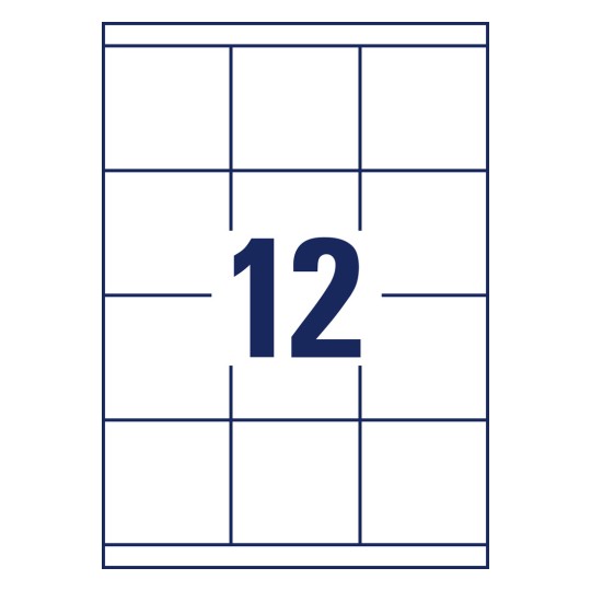 Postavitevna risba posameznega lista A4, artikel: 3661, univerzalne etikete, format: 70 x 67,7 mm, 12 etiket/list?