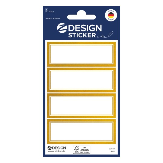 Slika embalaže: Z-Design, izdelek: 4401, nalepke za označevanje, 85 x 160 mm, majhno pakiranje, 12 nalepk / 3 listi.