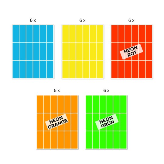 Slika enojnega lista, Artikel: 51047, Barvne etikete, Format: 50 x 19 mm, 18 etiket/list?