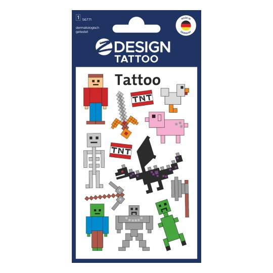Slika pakiranja: Z-Design, artikel: 56771, otroške tetovaže, 85 x 160 mm, majhno pakiranje, 13 tetovaž / 1 list.