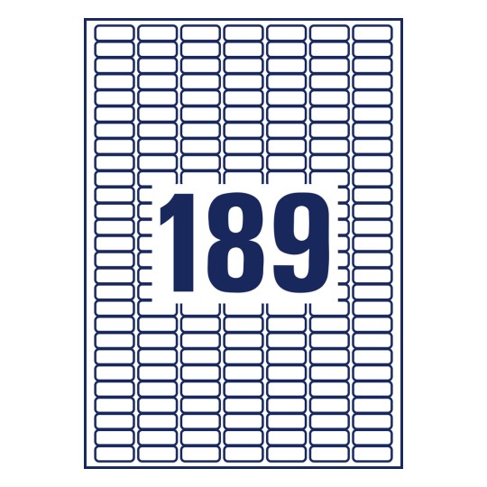 Izsek risbe posameznega lista A4, izdelek: L4731REV-10, etikete, odstranljive, domača pisarna, majhna pakiranja, format: 25,4 x 10 mm, 189 etiket/list.