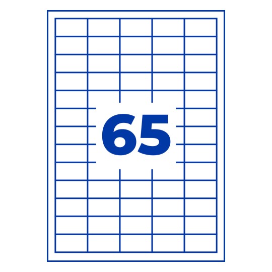 Bela mreža z modrimi črtami in velika modra številka 65 na sredini?