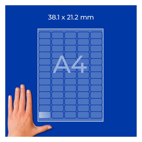 Roka poleg diagrama lista A4 z mrežo in dimenzijami 38,1 × 21,2 mm?