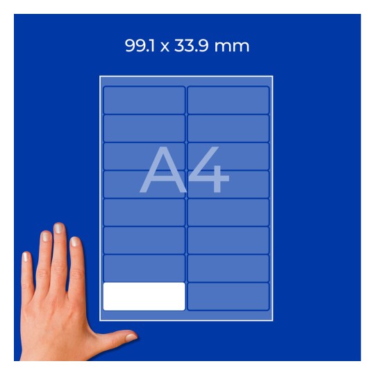 Maketa lista etiket formata A4 z dvema stolpcema pravokotnih etiket in roko spodaj levo?