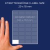 Primerjava velikosti z roko, artikel: 3319, en list večnamenskih nalepk, format: 29 x 18 mm, barva: bela?