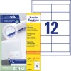 Slika embalaže z listi z nalepkami: Avery Zweckform univerzalne nalepke, artikel: 3659-200, format: 97 x 42,3 mm, primerno za tiskanje: inkjet, laserski tisk črno-belo, barvni laser, vsebina: 2.640 nalepk / 220 listov, 12 nalepk/list.