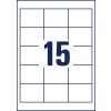 Risba štancanja posameznega lista A4, Artikel: 3672, univerzalne etikete, format: 64 x 50 mm, 15 etiket/list.